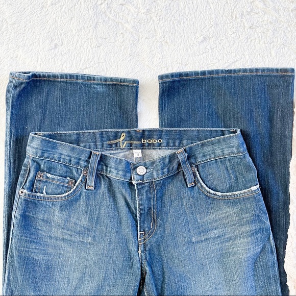 bebe Boot Cut Mid Rise Jeans Rhinestone Pockets 29 - Picture 4 of 16